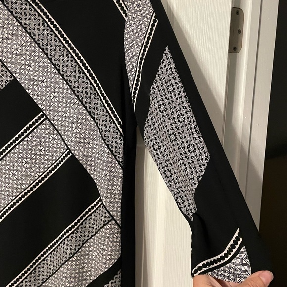 Susan Graver Geometric Print Asymmetric Blouse - Picture 6 of 14